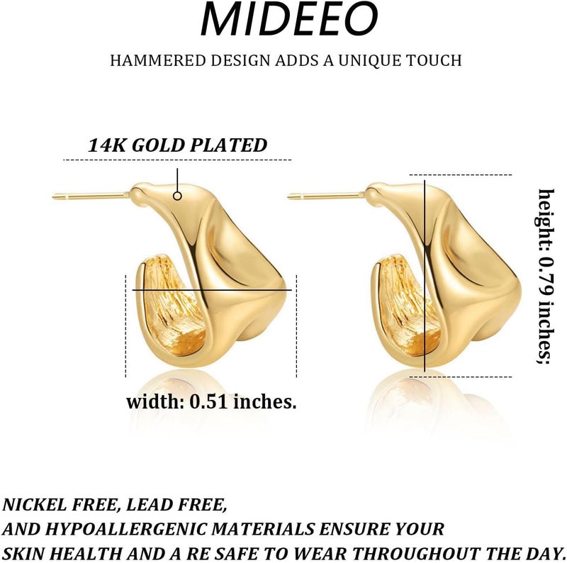 MIDEEO Gold/Sliver Chunky Hoop Earrings Set for Women, 14K Gold Plated Twisted Huggie Hoop Earring Hypoallergenic Thick Open Lightweight Chunky Hoop Earrings Jewelry for Gifts - Image 3